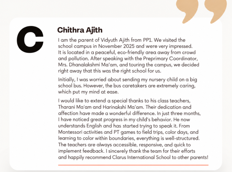 chithra ajith’s school testimonial