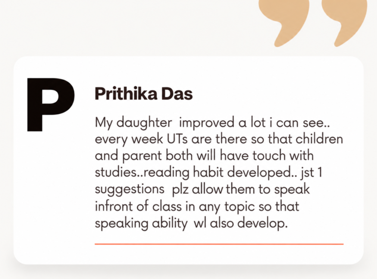 minimal testimonial card for prithika das